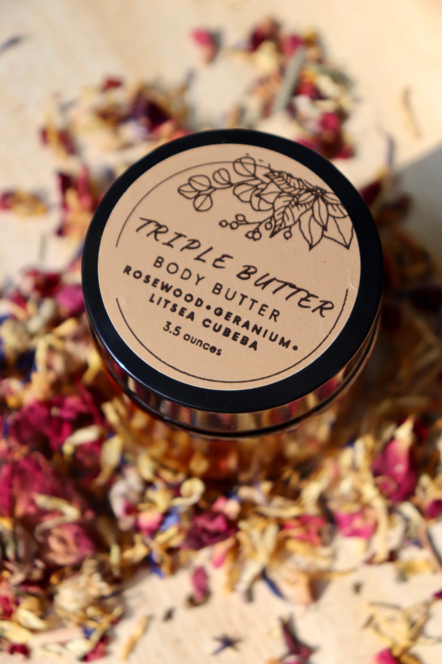 Triple Butter Body Butter ~ Rosewood, Litsea Cubeba, Geranium